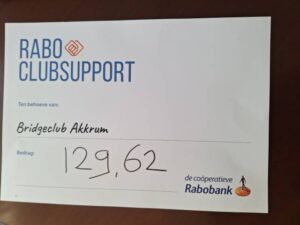 Cheque Rabobank Cheque Rabo Clubsupport 2024 - B.C. Akkrum